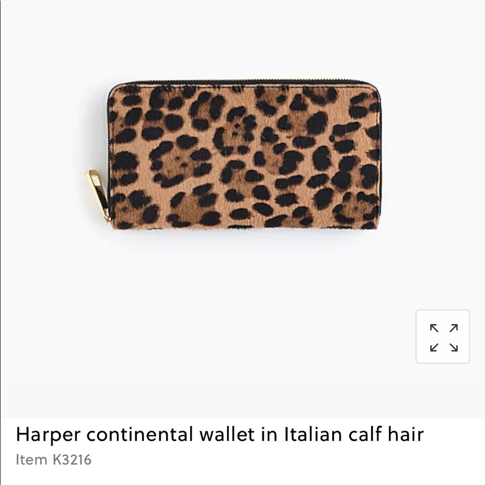 JCrew Harper continental wallet in Italian calf hair